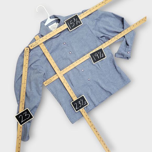 Pendleton Blouse Women Size 8 Blue Floral Print Puffy Sleeve Vintage 80s USA - Picture 5 of 12